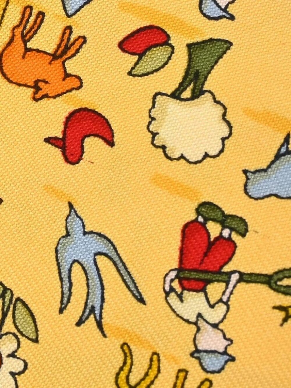 Hermes Scarf Petite Carre Farm Life Yellow Small Good 188046 - Picture 9 of 10
